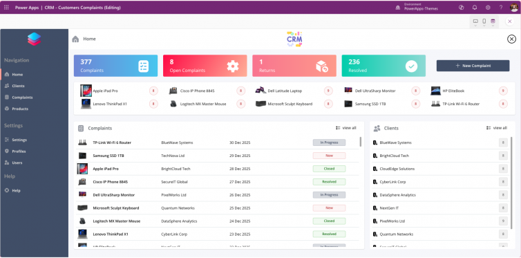 CRM Customers Complaints – Power Apps Template