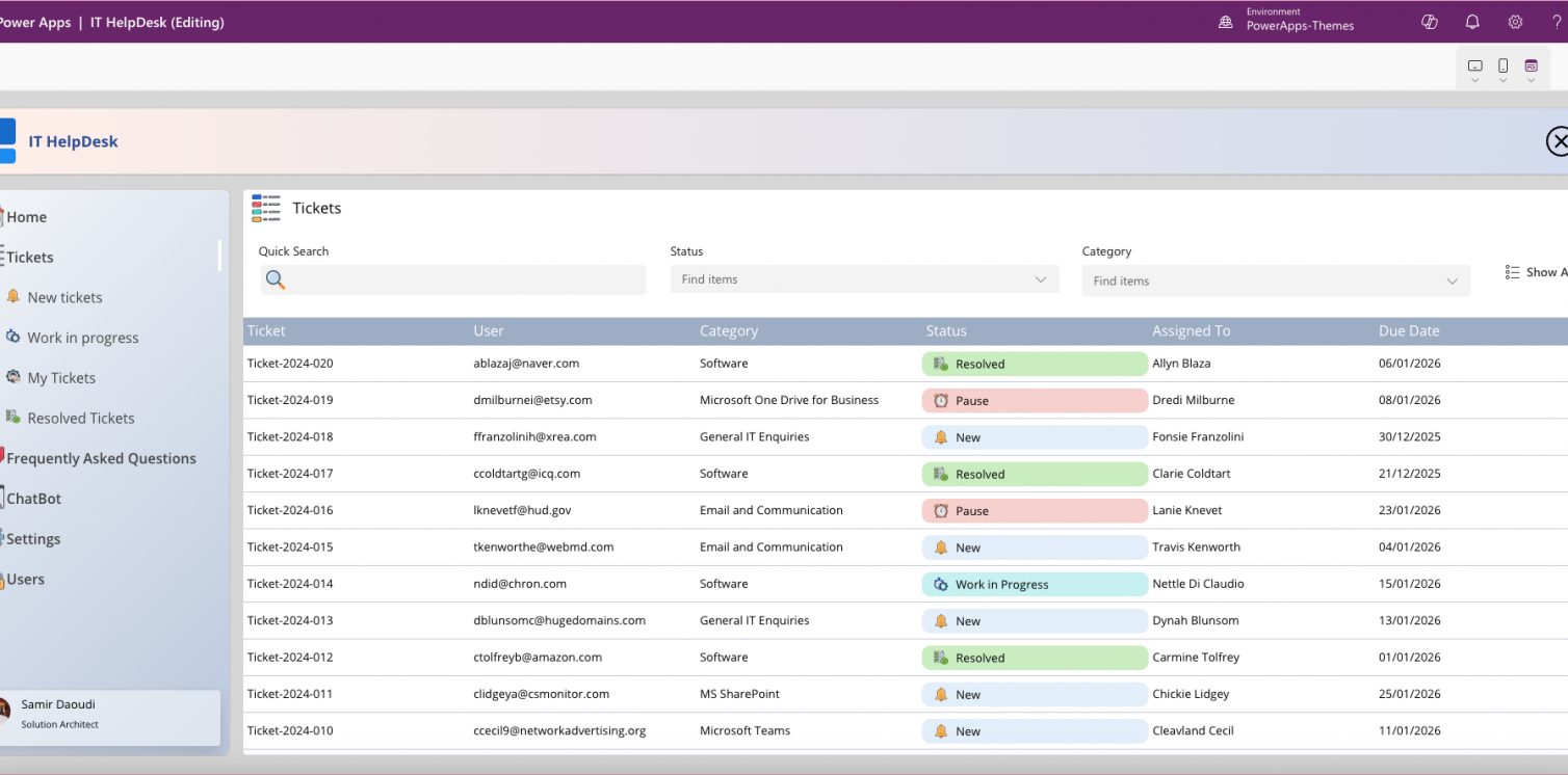 IT HelpDesk Power Apps Template