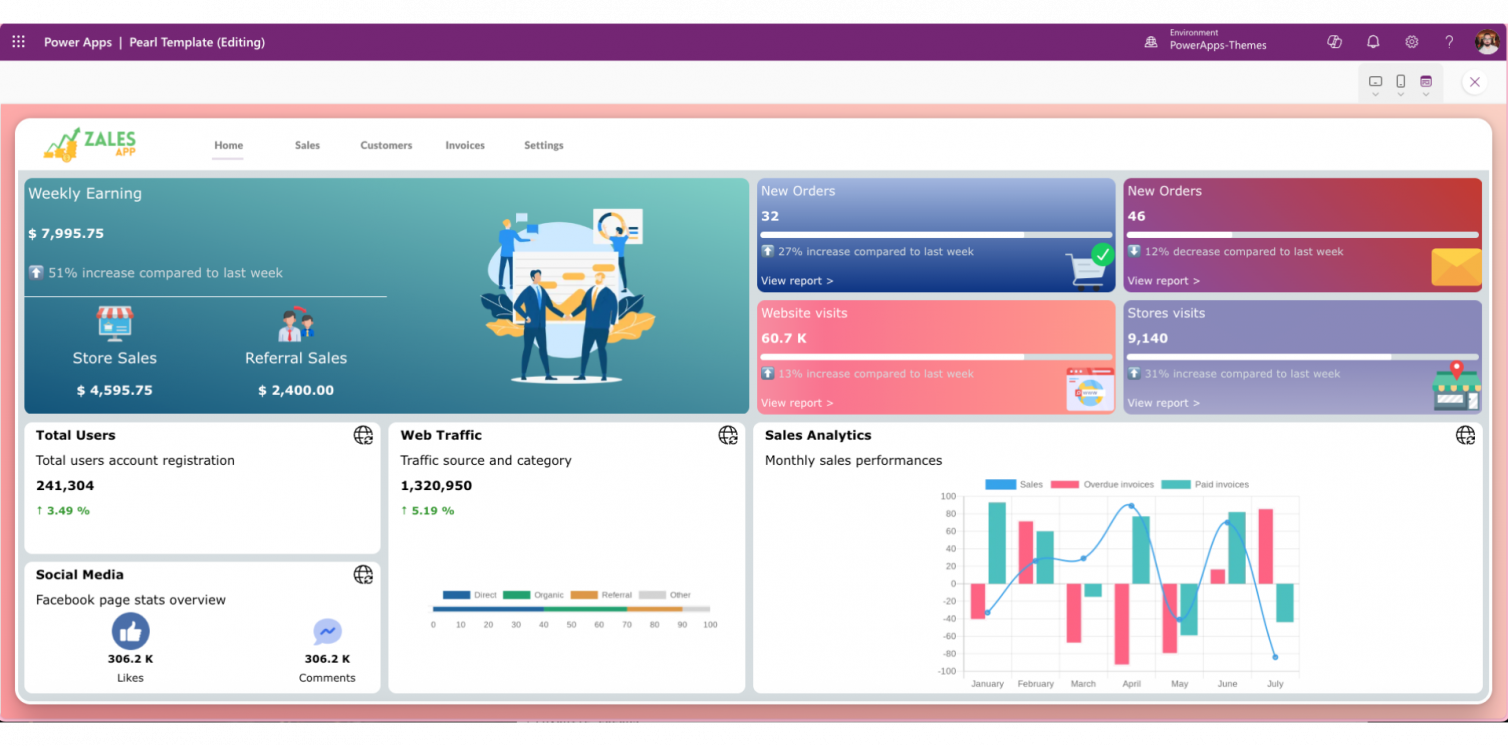 Zales App Template – Modern Dashboard for Power Apps