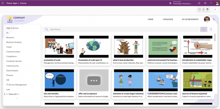 Company Learning Portal – Power Apps Canvas App Template