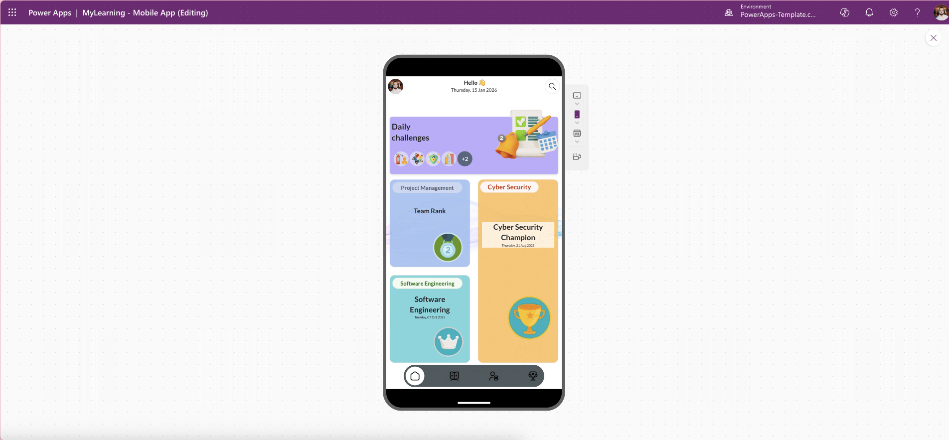 Power Apps Templates Marketplace MyLearning Mobile App