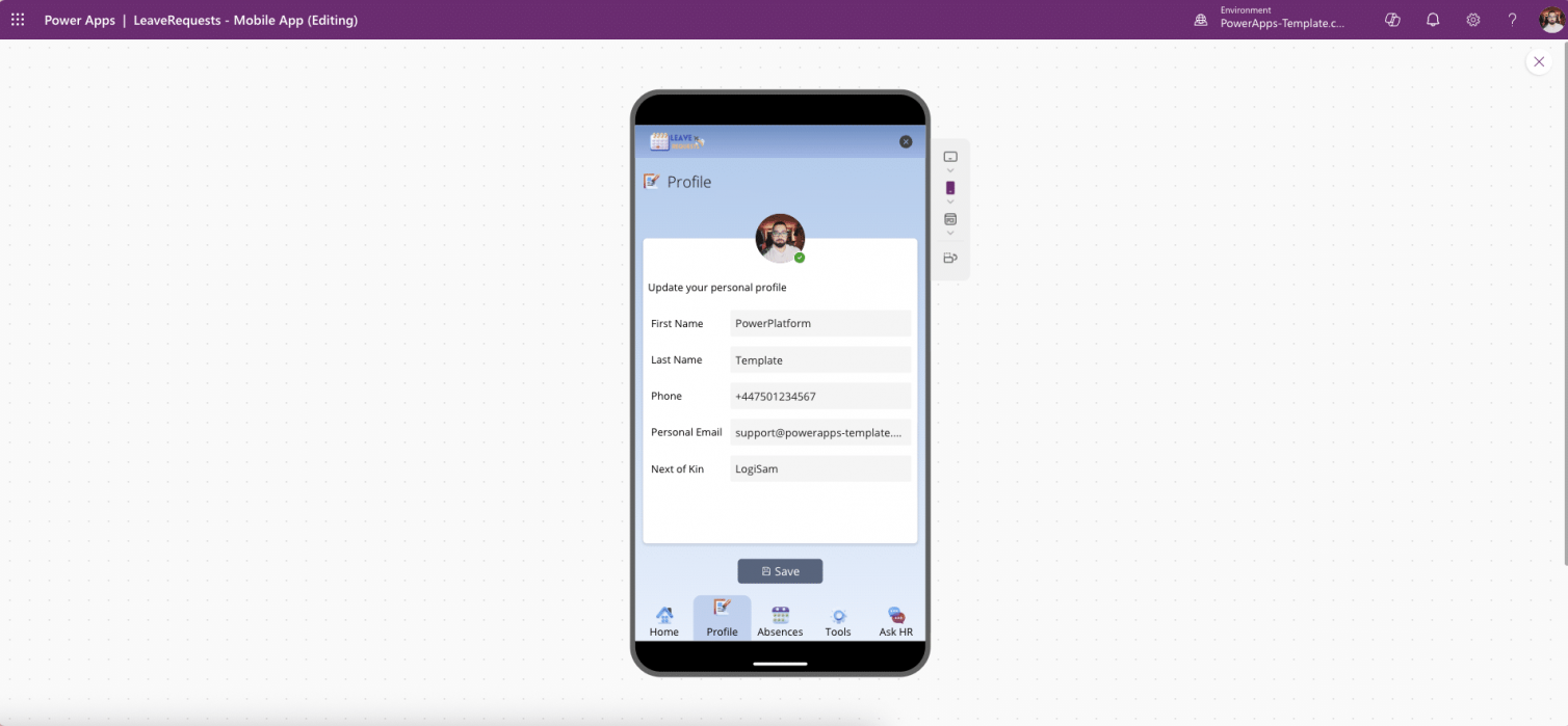 Leave Request Mobile – Power Apps Canvas Template