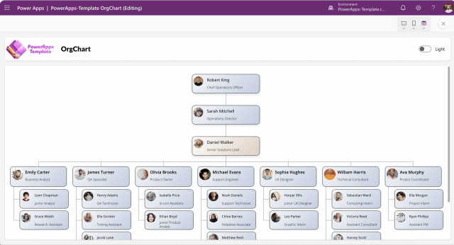 Power Apps Templates Marketplace Interactive org chart built in Power Apps Canvas App using only standard controls